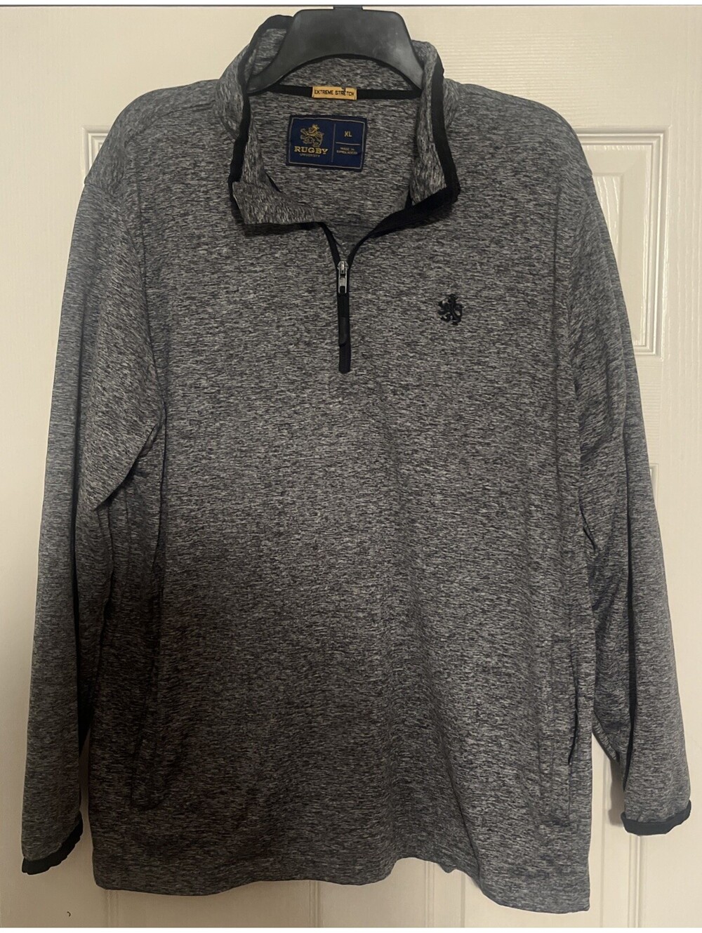 Rugby University Mens XL Gray Space Dye Quarter Zip Extreme Stretch Pullover